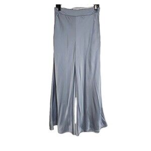 Renee‎ C Satin Pull On Wide-Leg Pants Light Blue Women’s Size L Made In USA